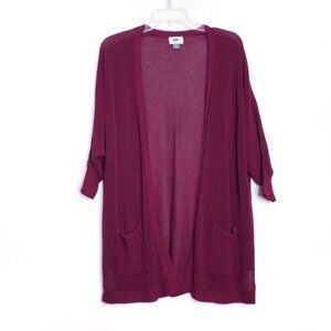 Old Navy Burgundy Red Open Knit Dolman Sleeve Cardigan Sweater Womens Size Small